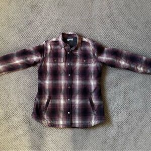 Carhartt Hubbard Large 12/14 Deep Wine Purple Flannel Sherpa Lined Shirt Jacket